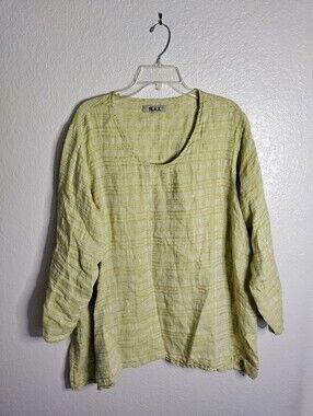 FLAX Relaxed Long Sleeve Linen Lagenlook Top Sz 2X